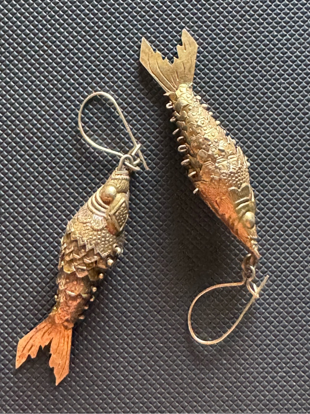 Vintage Gold-Tone Fish Drop Earrings